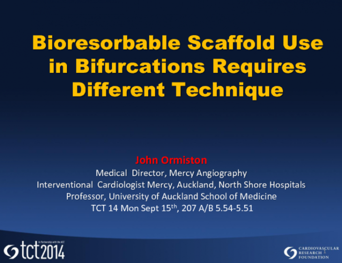 Bioresorbable Scaffold Use in Bifurcation Requires Different Technique