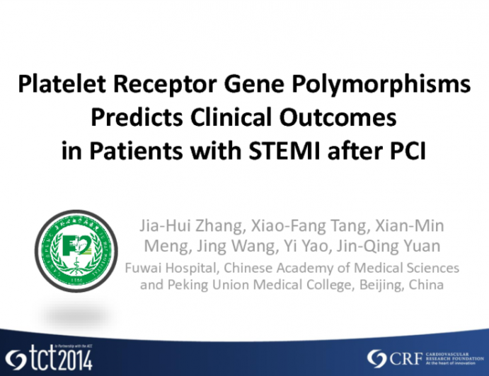 TCT 12: The Impact of Platelet Receptor Gene Polymorphisms on Clinical Outcomes in Patients with ST-Elevation Myocardial Infarction After Percutaneous Coronary Intervention