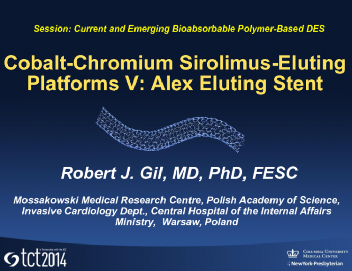 Cobalt-Chromium Sirolimus-Eluting Platforms V: Alex Eluting Stent