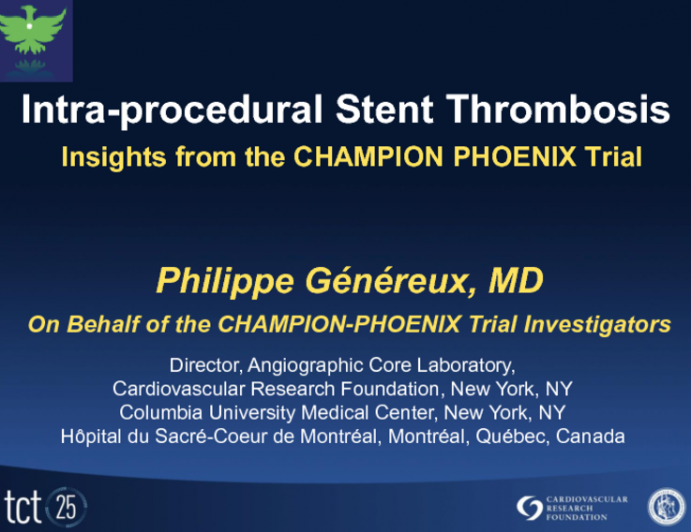 Cangrelor III: Detailed Effects on Intraprocedural and Postprocedural Stent Thrombosis