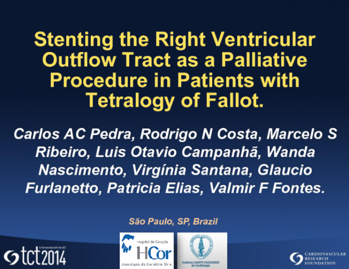 TCT 166: Stenting the Right Ventricular Outflow Tract as a Palliative Procedure in Patients with Tetralogy of Fallot