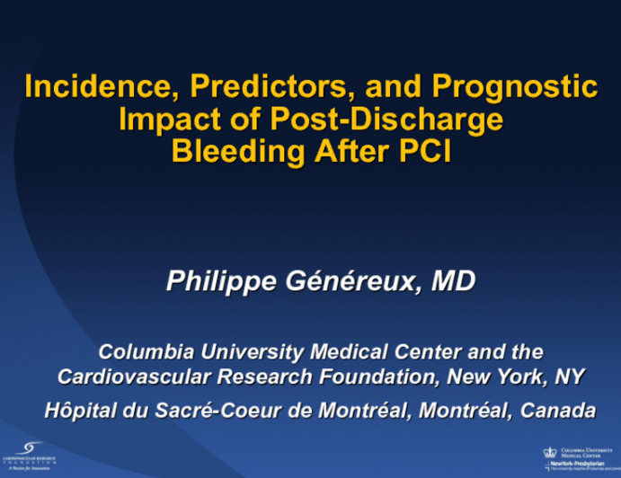 TCT 127: Incidence, Predictors, and Prognostic Impact of Postdischarge Bleeding After Percutaneous Coronary Intervention