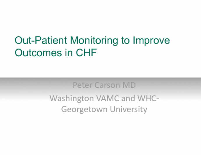 Keynote Lecture: Out-Patient Monitoring to Improve Outcomes in CHF