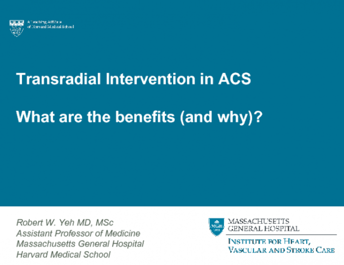 Transradial Intervention in ACS: What are the Benefits (and Why)?