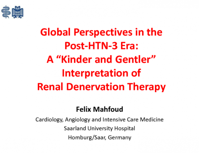 Global Perspectives in the Post-HTN-3 Era: A Kinder and Gentler Interpretation of Renal Denervation Therapy