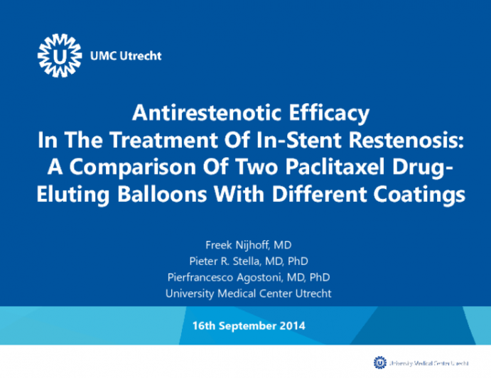 Antirestenotic Efficacy in the Treatment of In-Stent Restenosis: A Comparison of Two Paclitaxel Drug-Eluting Balloons With Different Coatings