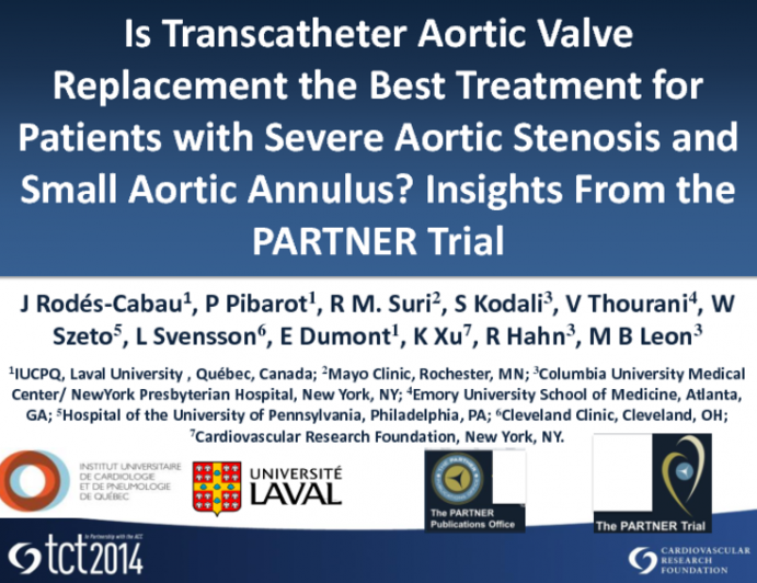 TCT 697: Is Transcatheter Aortic Valve Replacement the Best Option for Patients with Severe Aortic Stenosis and Small Aortic Annulus? Insights from the PARTNER Trial
