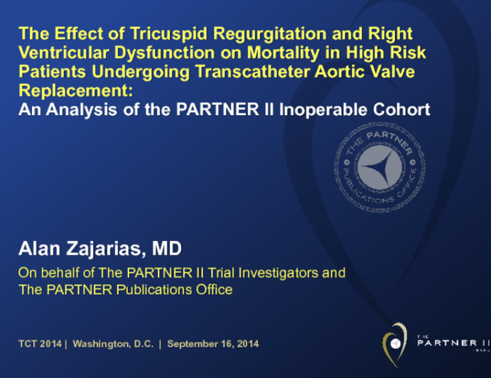 TCT 699: The Effect of Tricuspid Regurgitation and Right Ventricular Dysfunction on Mortality in High-Risk Patients Undergoing Transcatheter Aortic Valve Replacement: An Analysis of the PARTNER II Inoperable Cohort