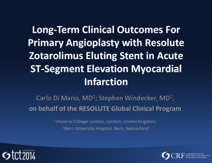 Long-Term Clinical Outcomes For Primary Angioplasty with Resolute Zotarolimus Eluting Stent in ST-Segment Elevation Acute Myocardial Infarction