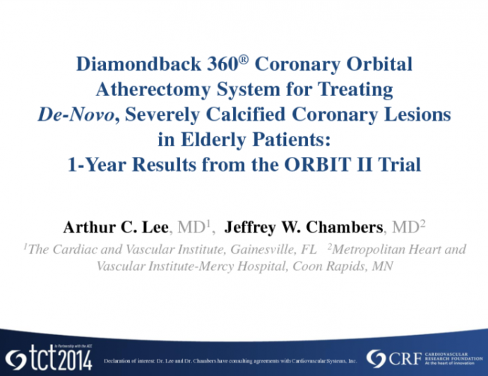 Diamondback 360 Coronary Orbital Atherectomy System for Treating De Novo, Severely Calcified Coronary Lesions in Elderly Patients: 1-Year Results from the ORBIT II Trial