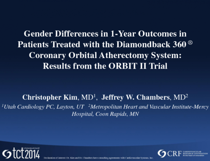 Gender Differences in 1-Year Outcomes in Patients Treated with the Diamondback 360 Coronary Orbital Atherectomy System: Results from the ORBIT II Trial