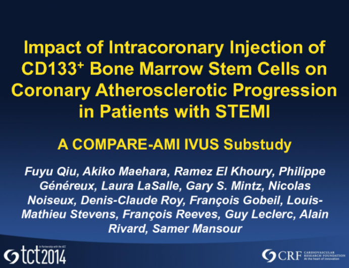 Impact of Intracoronary Injection of CD133+ Bone Marrow Stem Cells on Coronary Atherosclerotic Progression in Patients with STEMI: A COMPARE-AMI IVUS Substudy