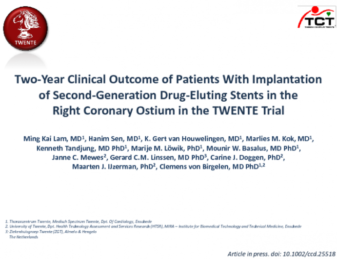 Two-Year Clinical Outcome of Patients With Implantation of Second-Generation Drug-Eluting Stents in the Right Coronary Ostium in the TWENTE Trial
