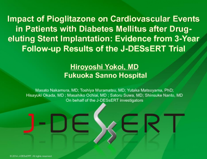 Impact of Pioglitazone on Cardiovascular Events in Patients with Diabetes Mellitus after Drug-eluting Stent Implantation: Evidence from 3-Year Follow-up Results of the J-DESsERT___
