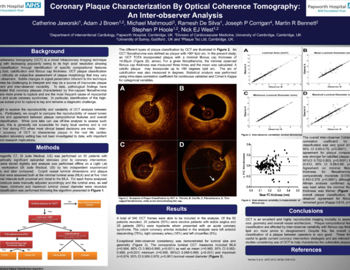 Coronary Plaque Characterisation by Optical Coherence Tomography: An Inter-observer Analysis