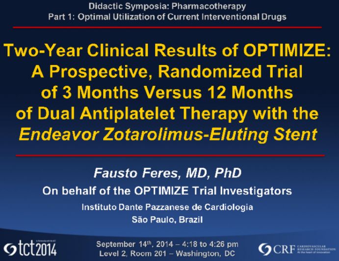 Two-Year Clinical Results of Patients Randomized to 3- or 12-Month Dual Antiplatelet After Endeavor Zotarolimus Eluting Stent Implantation In OPTIMIZE
