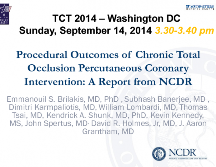 Procedural Outcomes of Chronic Total Occlusion Percutaneous Coronary Intervention: A Report from NCDR