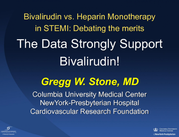 The Data Strongly Support Bivalirudin!