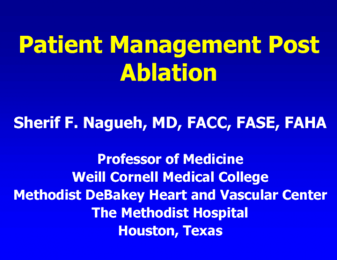 Patient Management Post Ablation