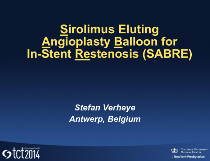 Sirolimus-Eluting Balloon Angioplasty Dilatation System for ISR Indication: The SABRE Trial