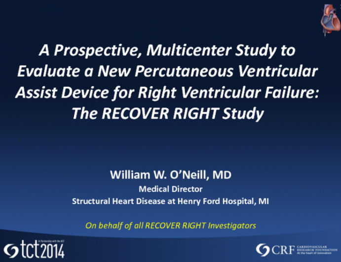 A Prospective, Multicenter Study to Evaluate a New Percutaneous Ventricular Assist Device for Right Ventricular Failure: The RECOVER Right Study