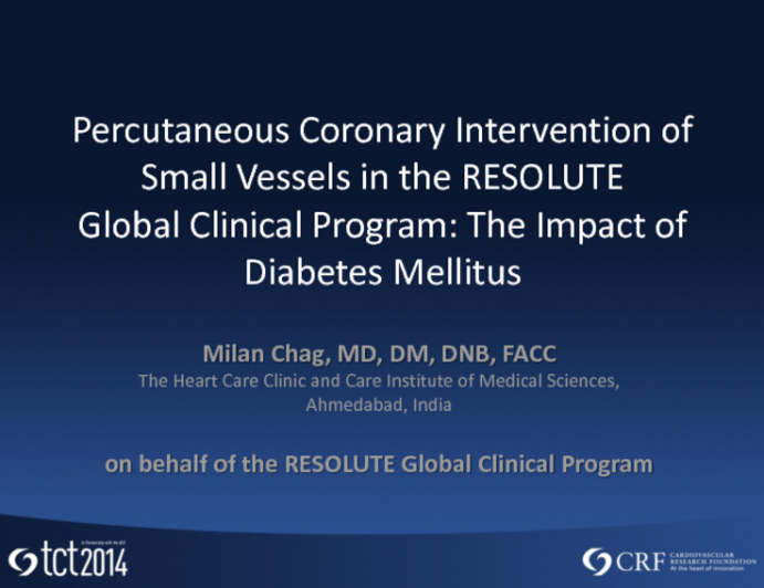 Percutaneous Coronary Intervention of Small Vessels in the RESOLUTE Global Clinical Program: The Impact of Diabetes Mellitus