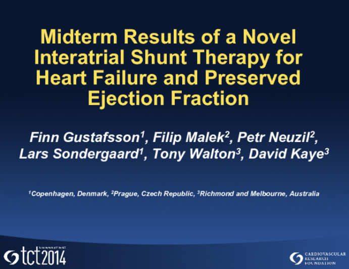 Midterm Results of a Novel Interatrial Shunt Therapy for Heart Failure and Preserved Ejection Fraction