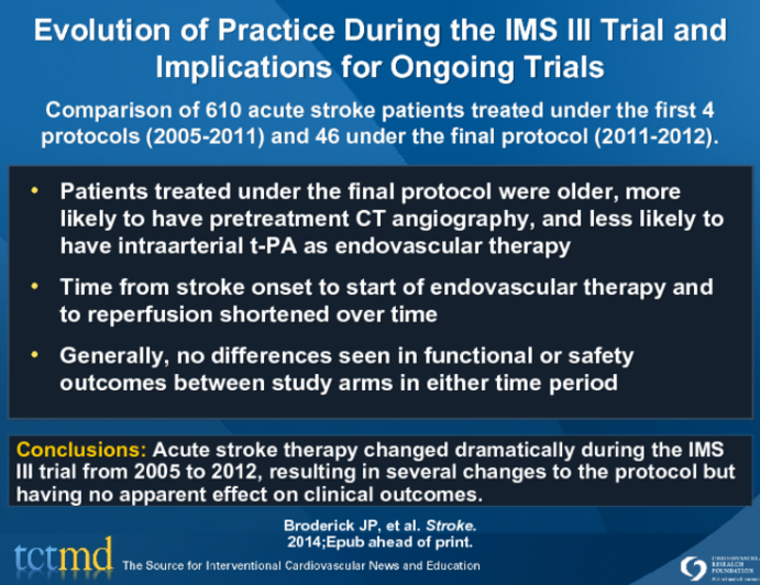 Evolution of Practice During the IMS III Trial and Implications for Ongoing Trials