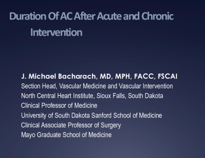 Duration of AC After Acute Intervention and Chronic Intervention (Doses of AC after Thrombolysis)