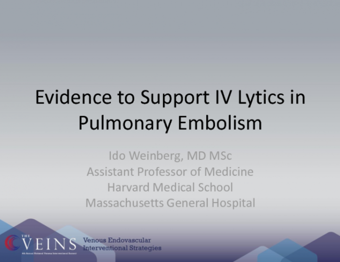 Evidence Supporting the Use IV Lytics in PEs