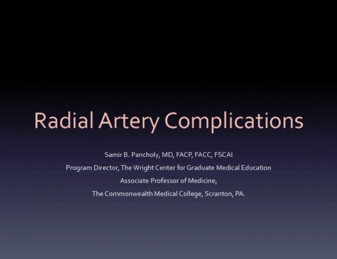 Radial Artery Complications