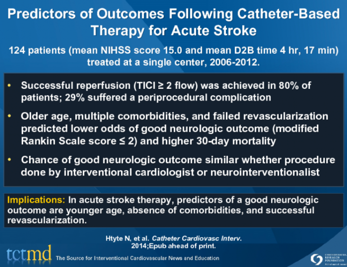 Predictors of Outcomes Following Catheter-Based Therapy for Acute Stroke