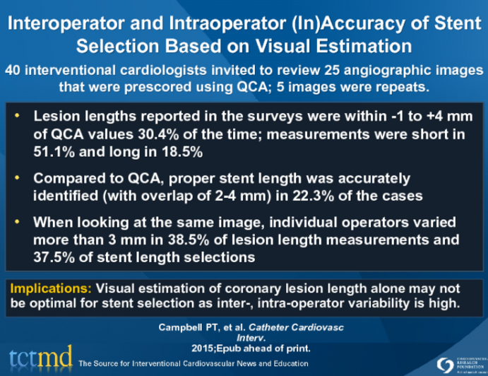 Interoperator and Intraoperator (In)Accuracy of Stent Selection Based on Visual Estimation