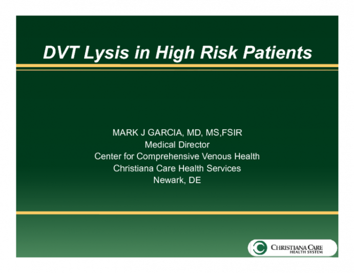 DVT Lysis in High-Risk Patients