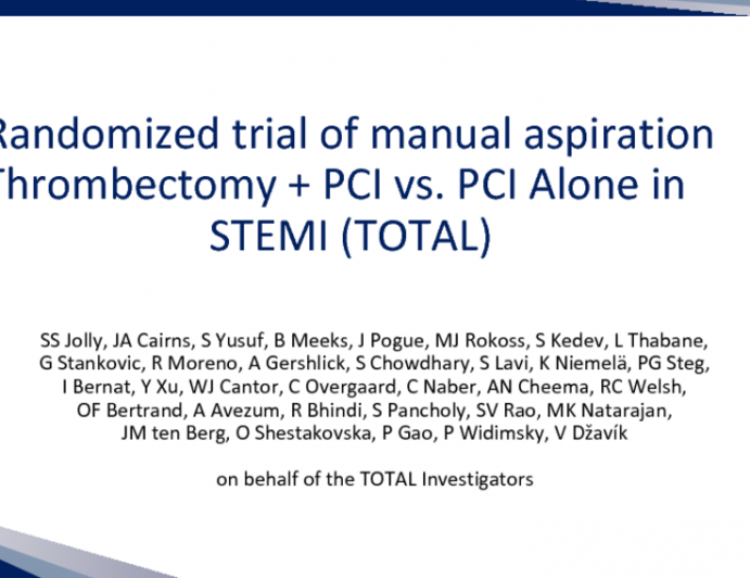 Randomized trial of manual aspiration Thrombectomy + PCI vs_ PCI Alone in STEMI (TOTAL)