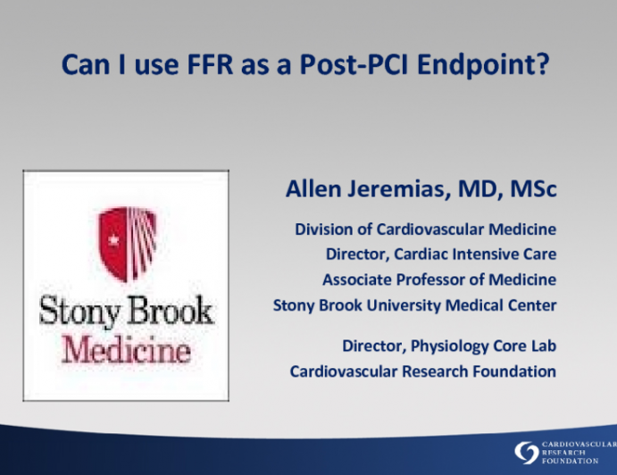 Can I use FFR as a Post-PCI Endpoint?