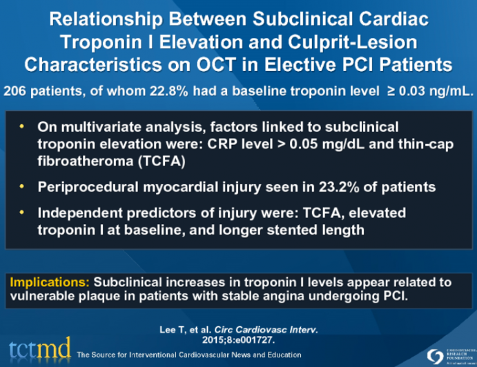 Relationship Between Subclinical Cardiac Troponin I Elevation and Culprit-Lesion Characteristics on OCT in Elective PCI Patients