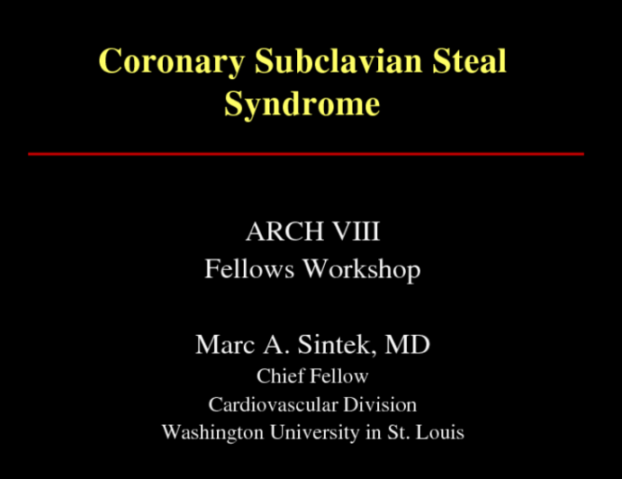 Coronary Subclavian Steal Syndrome