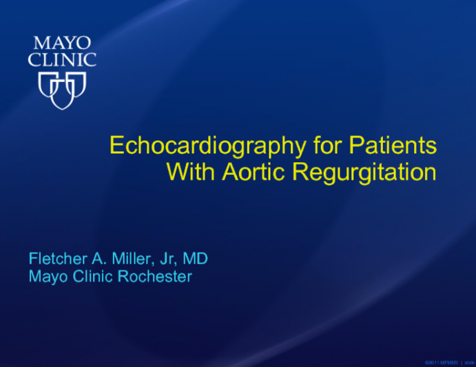 Echocardiography for Patients With Aortic Regurgitation