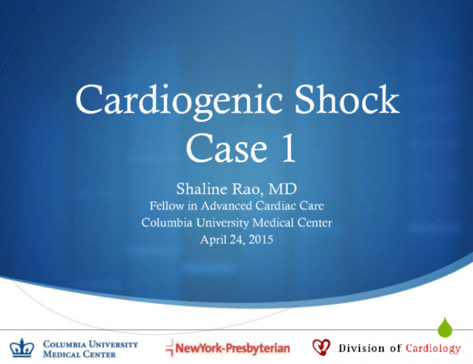 Cardiogenic Shock - Case 1
