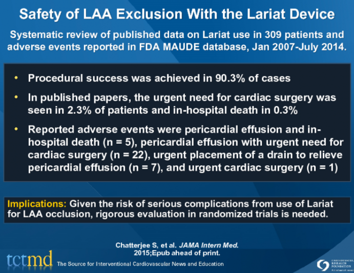 Safety of LAA Exclusion With the Lariat Device