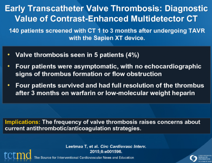 Early Transcatheter Valve Thrombosis: Diagnostic Value of Contrast-Enhanced Multidetector CT