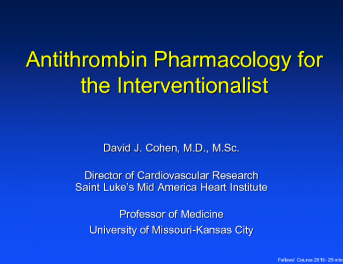 Antithrombin Pharmacology for the Interventionalist