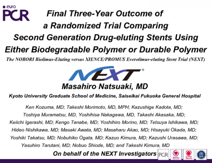 Final Three-Year Outcome of  a Randomized Trial Comparing Second Generation DES Using Either Biodegradable Polymer or Durable Polyme