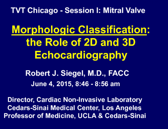 Morphologic Classification: The Role of 2-D and 3-D Echocardiography