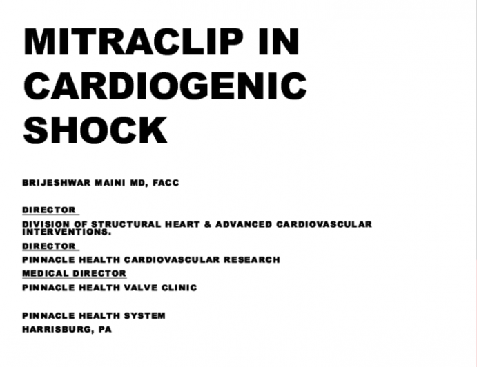 Case Presentation: MitraClip in Acute Cardiogenic Shock