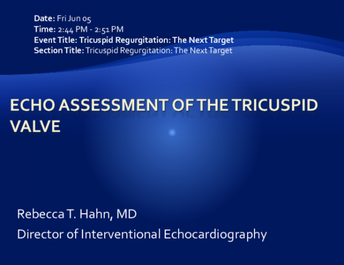 Echo Assessment of the Tricuspid Valve