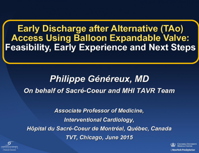 3M for Alternative Access TAVR? Early Experience and Next Steps