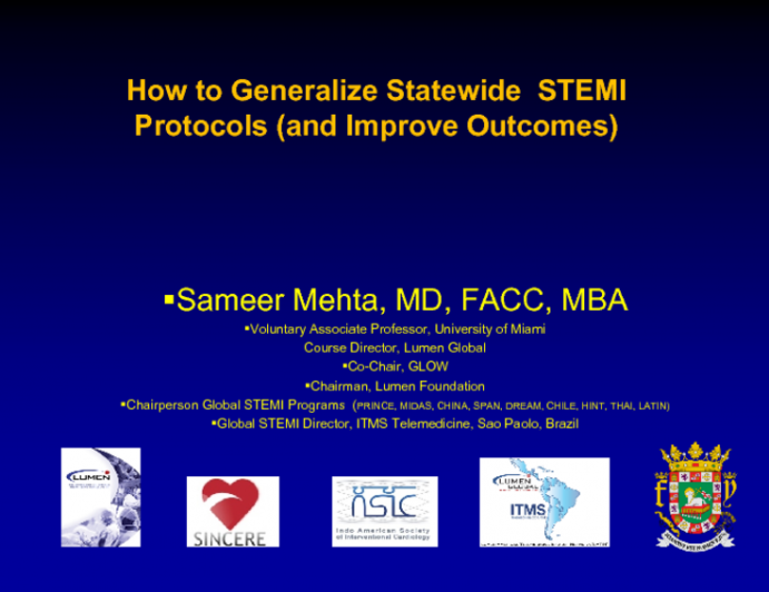 How to Generalize Statewide  STEMI Protocols (and Improve Outcomes)
