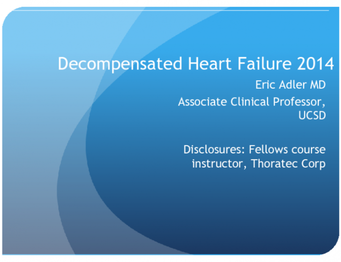 Decompensated Heart Failure 2014